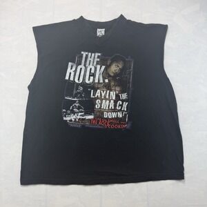 Vintage 1999 WWF The Rock Layin The Smack Down Sleeveless Wrestling Tee 3XL